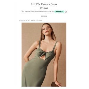 BHLDN EVONNA DRESS MOSS nwt